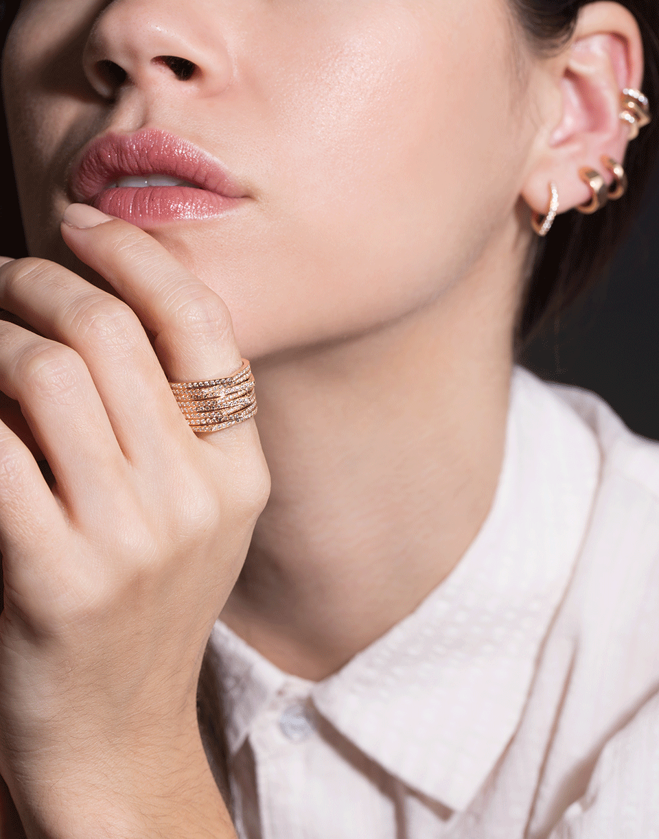 REPOSSI-Antifer 8 Row Pave Diamond Ring-ROSE GOLD