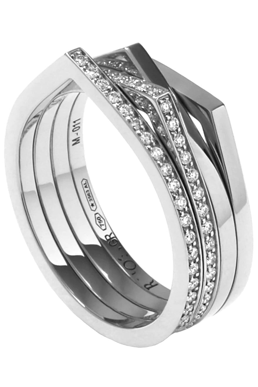 REPOSSI-Antifer 2 Pave Diamond Row Ring-WHITE GOLD