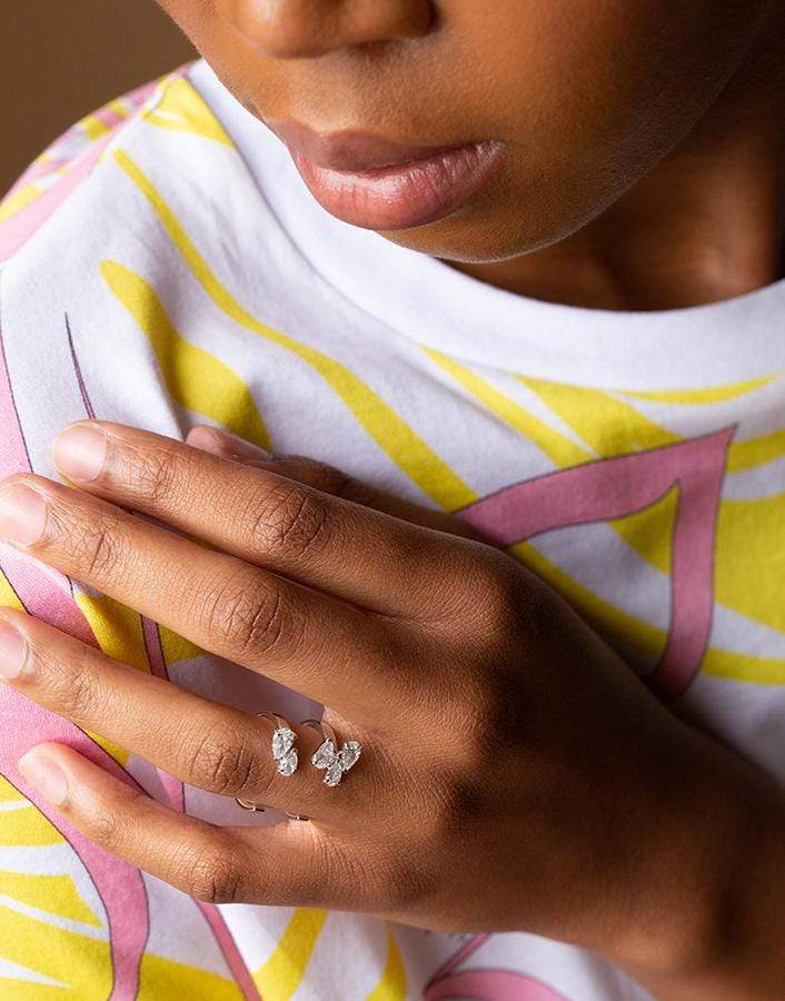 REPOSSI-Serti Sur Vide Pear Diamond Ring-WHITE GOLD