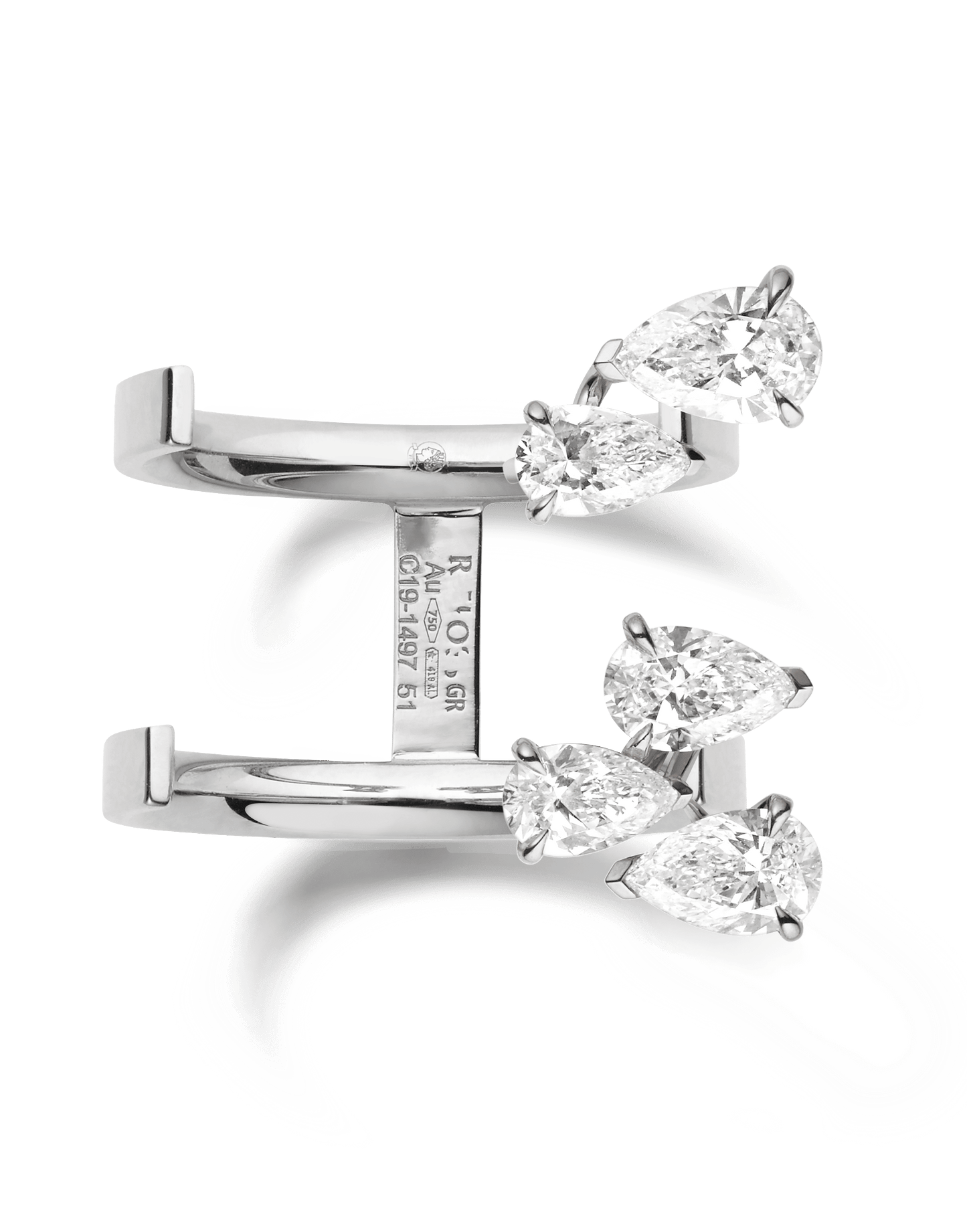 REPOSSI-Serti Sur Vide Pear Diamond Ring-WHITE GOLD