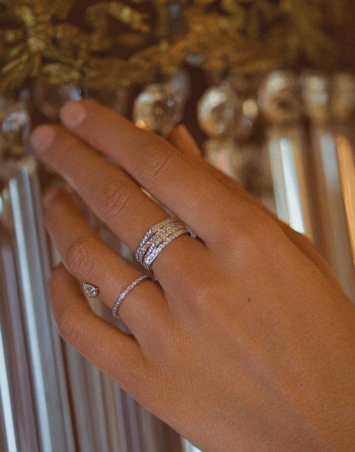 REPOSSI-Antifer 4 Row Pave Diamond Ring-WHITE GOLD