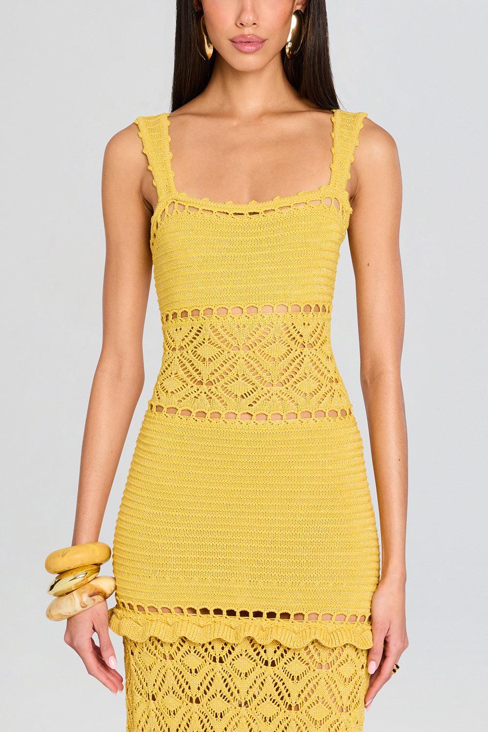 Winona Crochet Dress-SOL/GOLD-XS-CLOTHINGDRESSCASUAL-RETROFETE