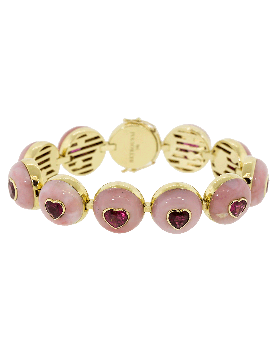 RETROUVAI-Lollipop Heart Pink Bracelet-YELLOW GOLD