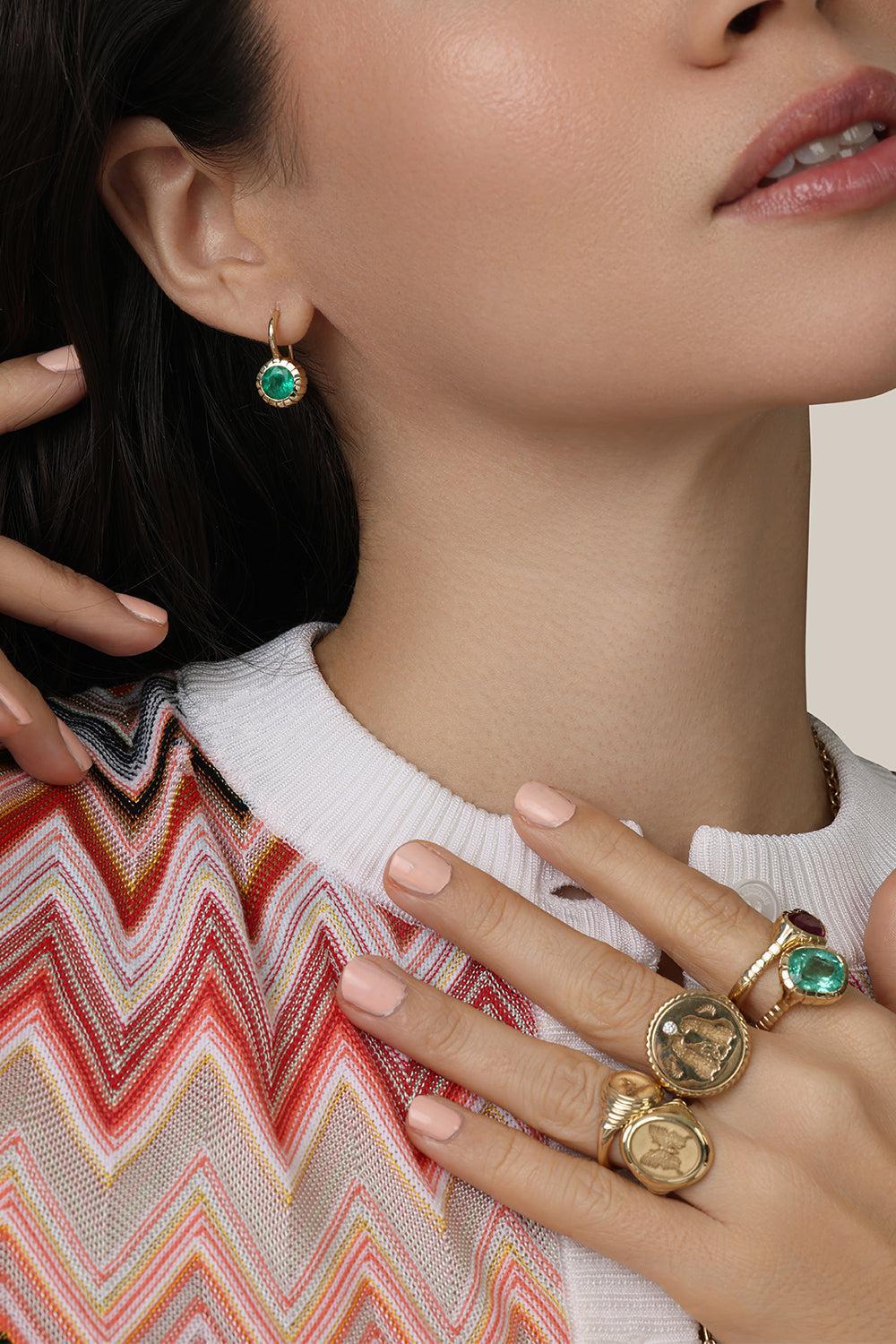 Emerald Heirloom Earrings-YELLOW GOLD-JEWELRYFINE JEWELEARRING-RETROUVAI