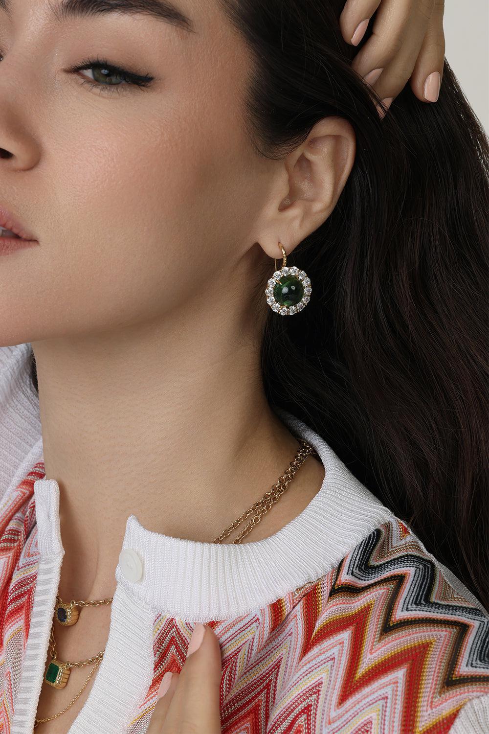Green Tourmaline Heirloom Earrings-YELLOW GOLD-JEWELRYFINE JEWELEARRING-RETROUVAI