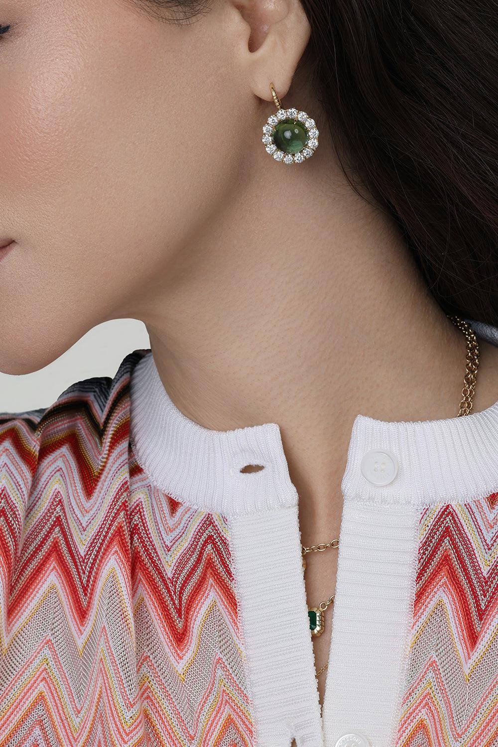 Green Tourmaline Heirloom Earrings-YELLOW GOLD-JEWELRYFINE JEWELEARRING-RETROUVAI