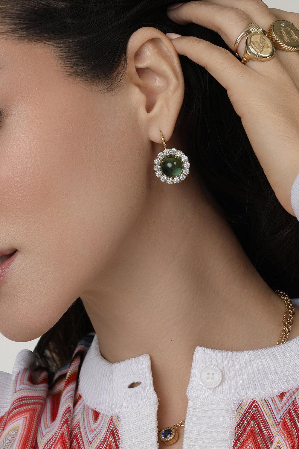 Green Tourmaline Heirloom Earrings-YELLOW GOLD-JEWELRYFINE JEWELEARRING-RETROUVAI