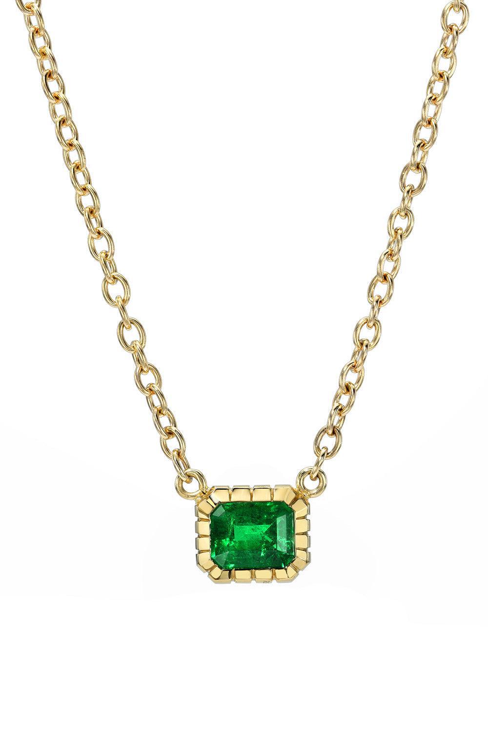 Emerald Heirloom Necklace-YELLOW GOLD-16-JEWELRYFINE JEWELNECKLACE O-RETROUVAI