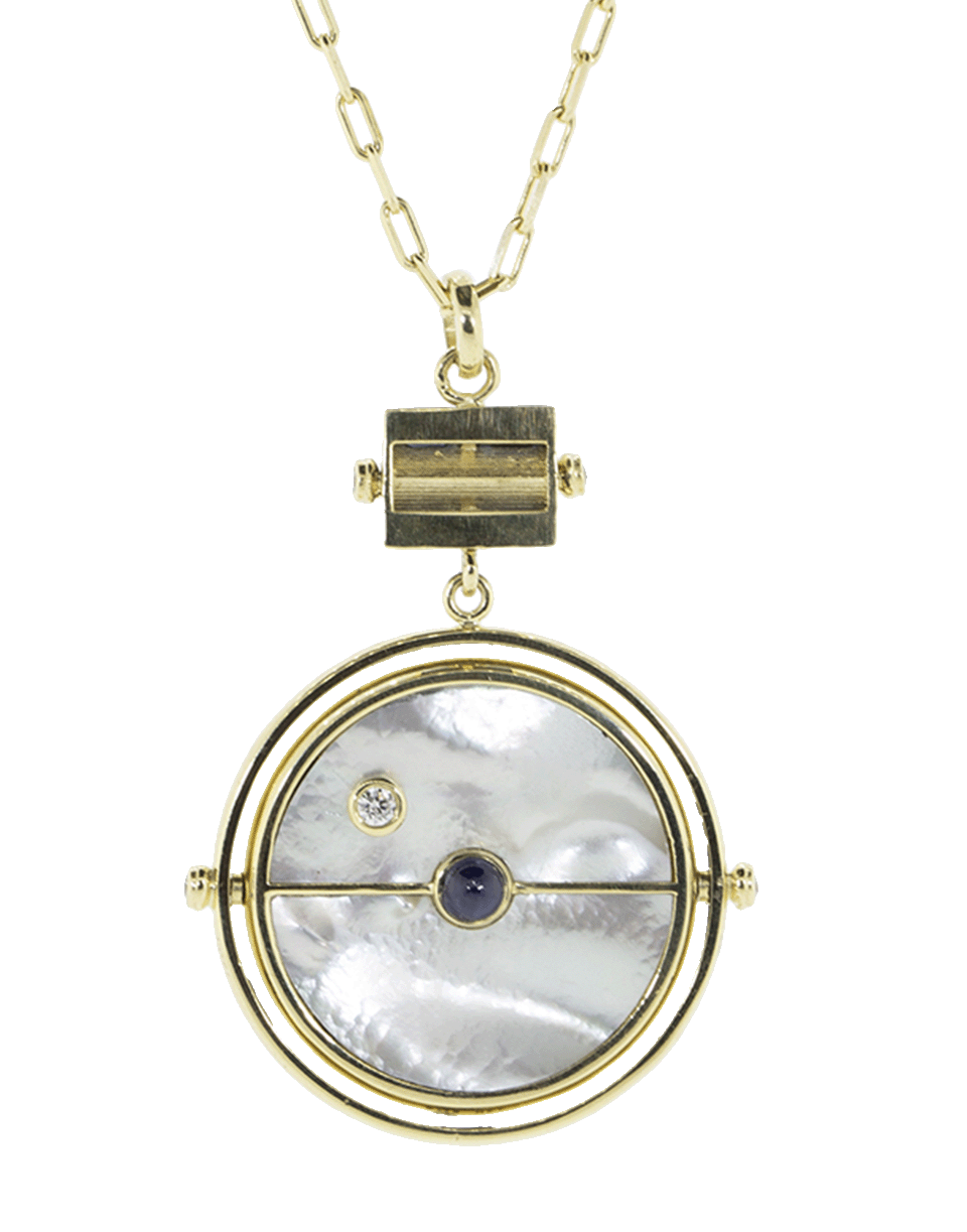 RETROUVAI-Grandfather Compass Pendant Necklace-YELLOW GOLD