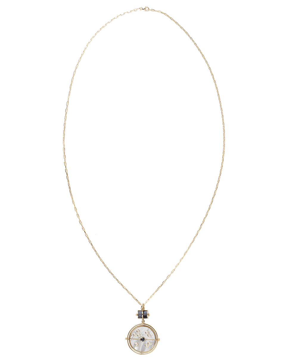 RETROUVAI-Grandfather Compass Pendant Necklace-YELLOW GOLD