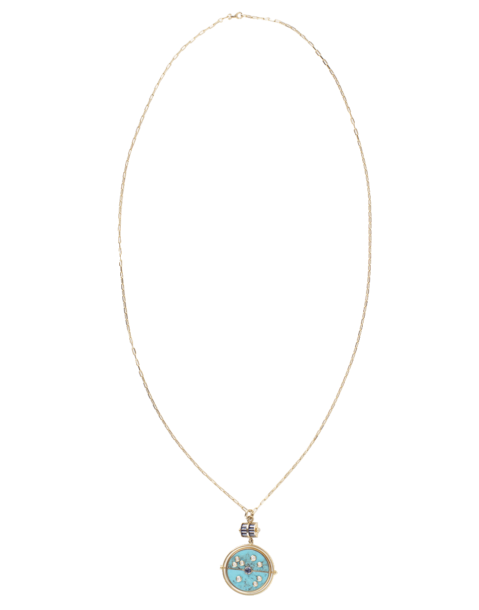 RETROUVAI-Grandfather Compass Pendant Necklace-YELLOW GOLD
