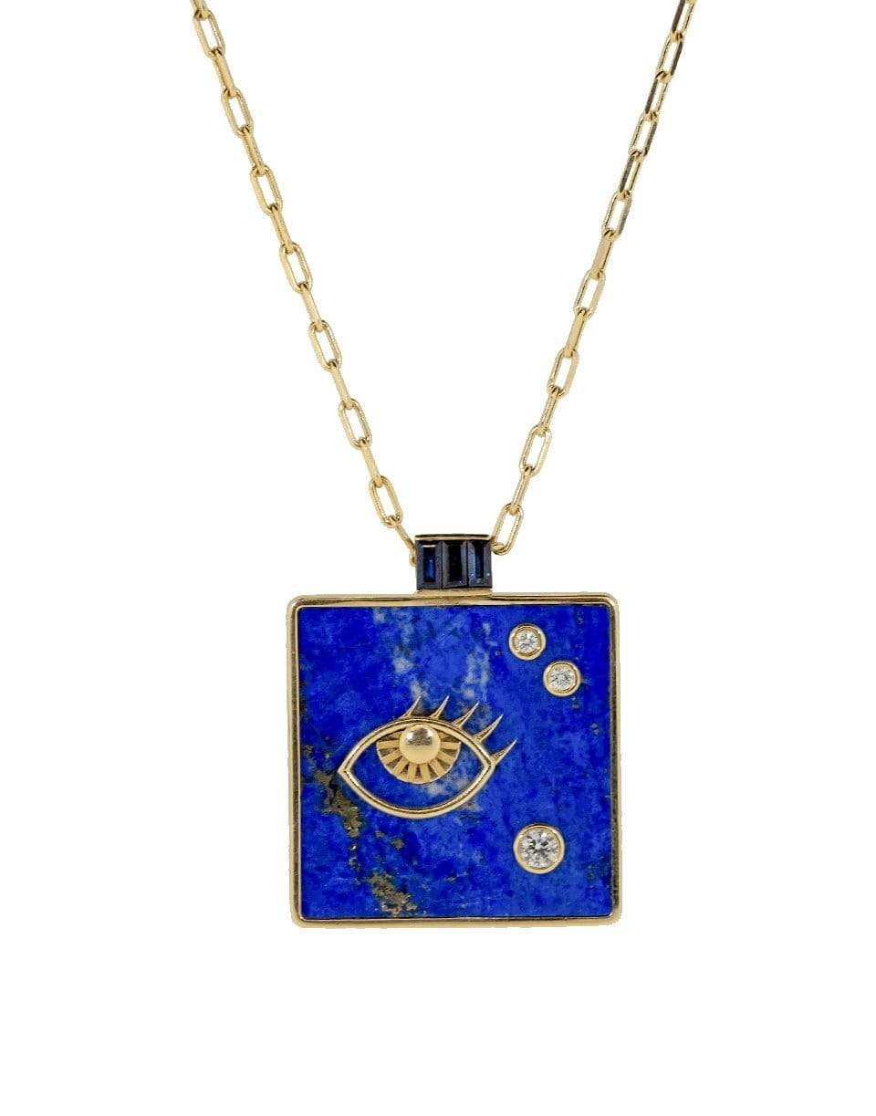RETROUVAI-Large Lapis Wisdom Necklace-YELLOW GOLD