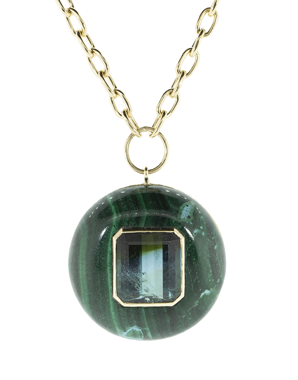 RETROUVAI-Malachite And Green Tourmaline Lolipop Necklace-YELLOW GOLD