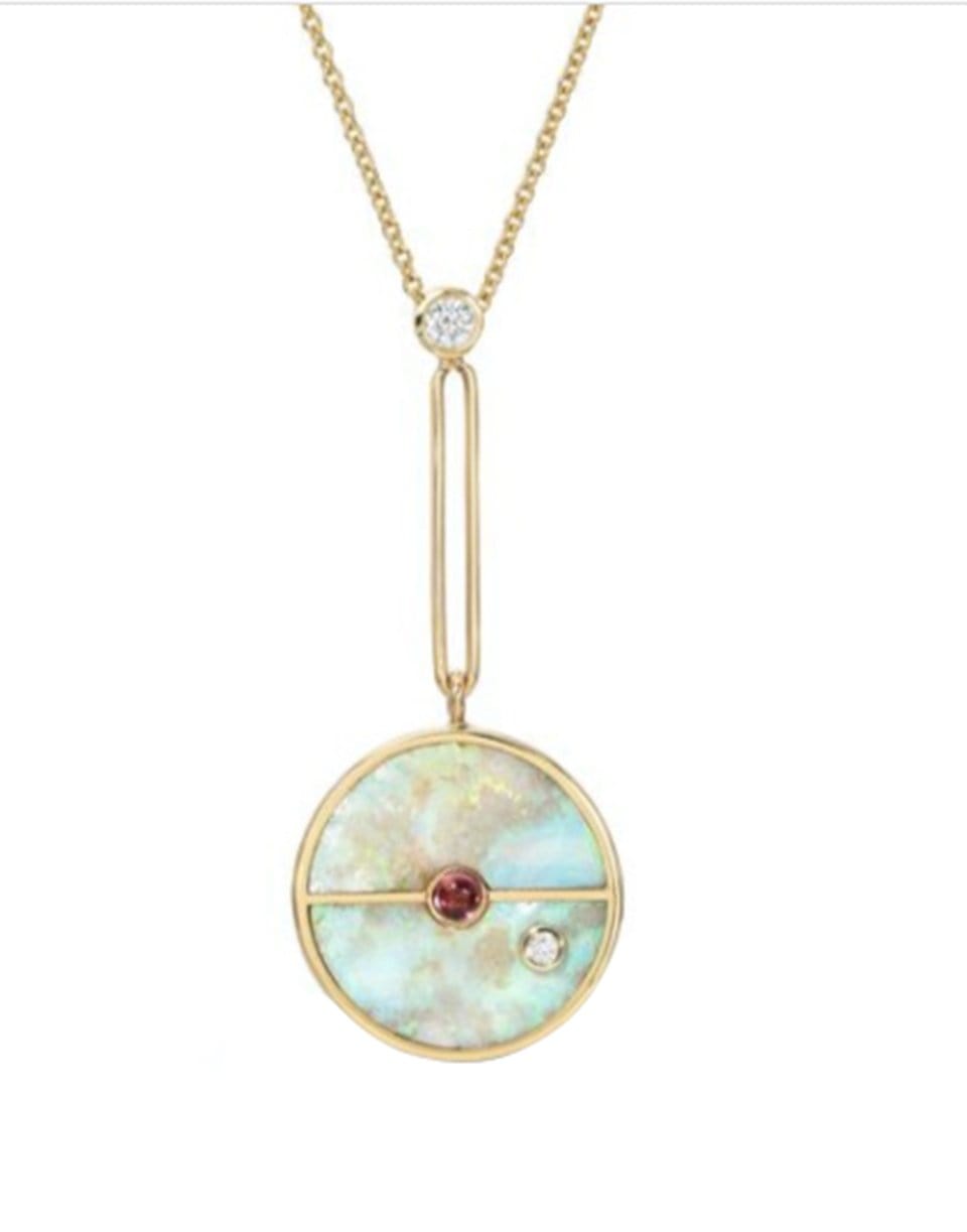RETROUVAI-Opal Rhodolite Compass Necklace-YELLOW GOLD