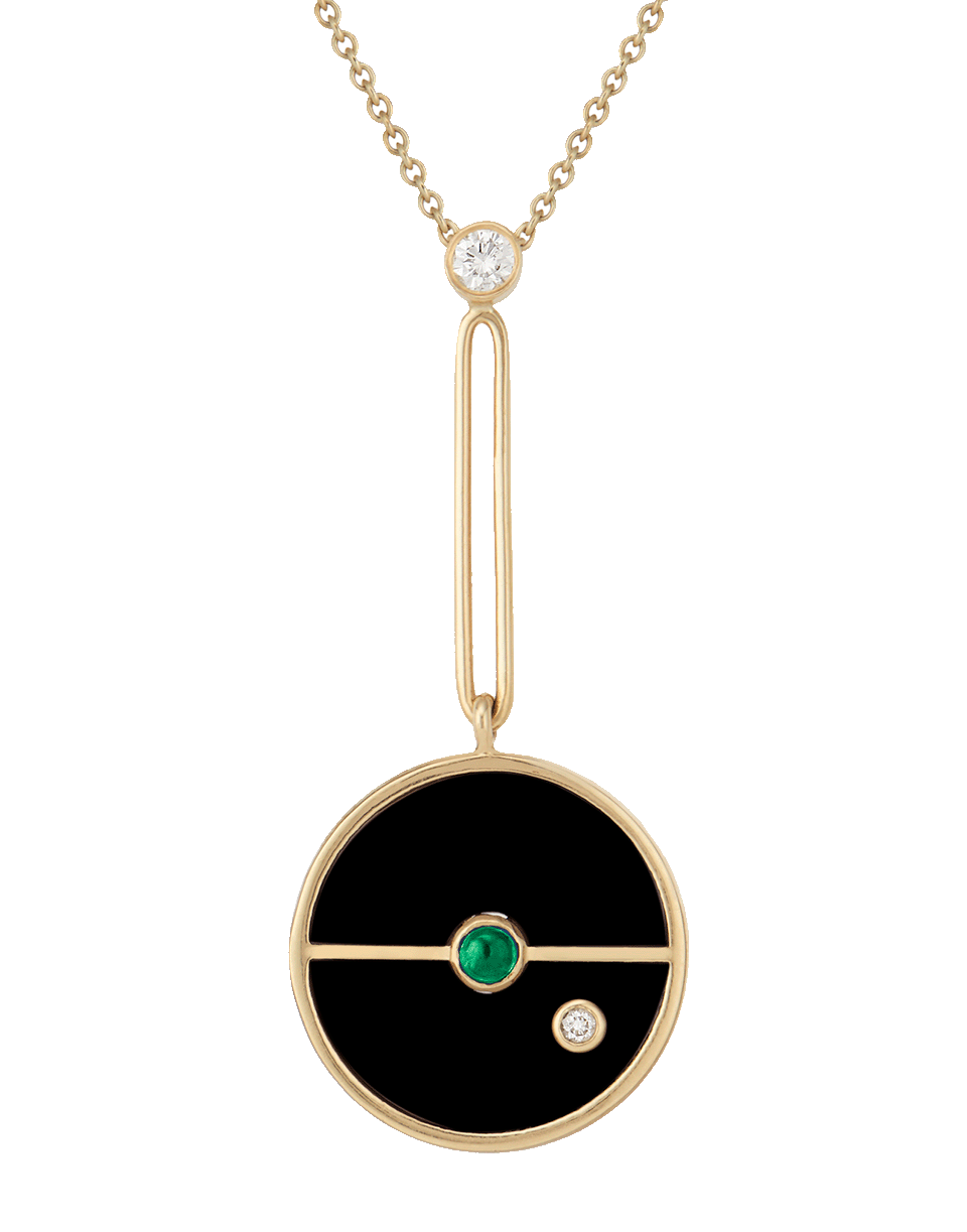 RETROUVAI-Signature Compass Pendant Necklace-YELLOW GOLD