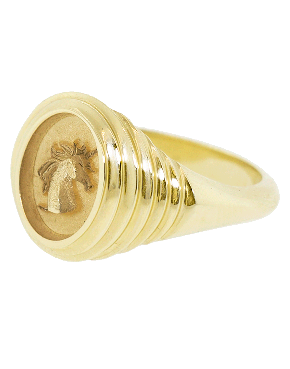 RETROUVAI-Baby Signet Unicorn Ring-YELLOW GOLD
