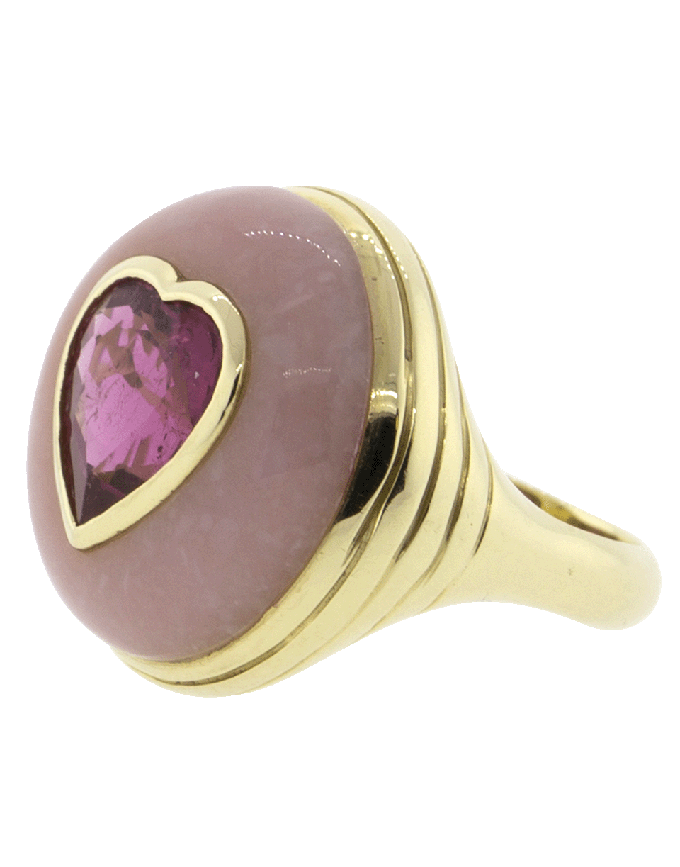 RETROUVAI-Lolipop Pink Opal And Tourmaline Ring-YELLOW GOLD
