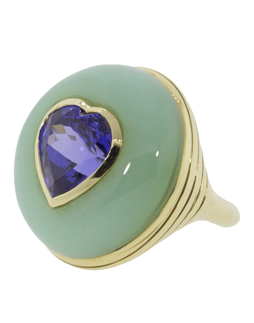 RETROUVAI-Lolipop Green Opal And Tanzanite Heart Ring-YELLOW GOLD