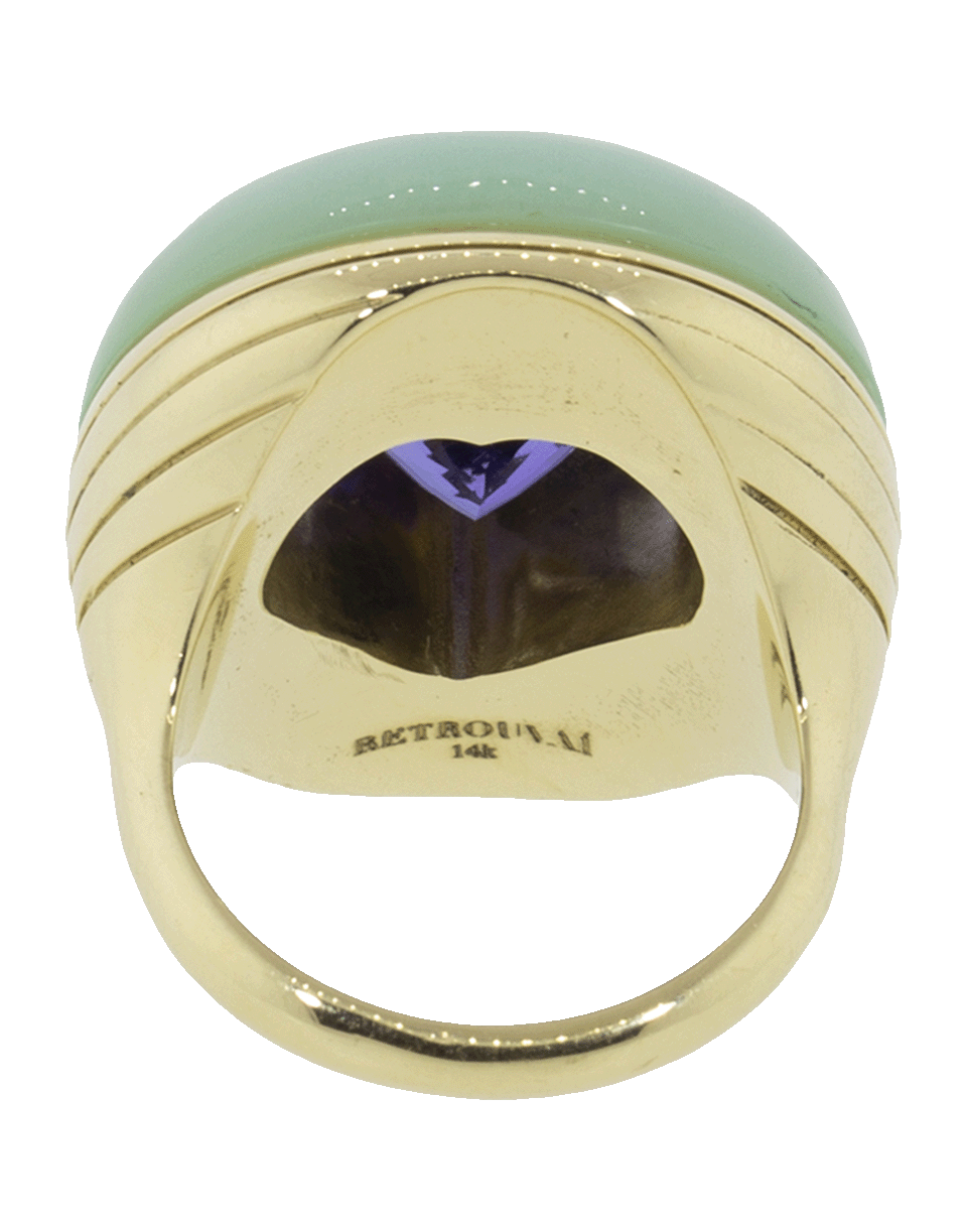 RETROUVAI-Lolipop Green Opal And Tanzanite Heart Ring-YELLOW GOLD