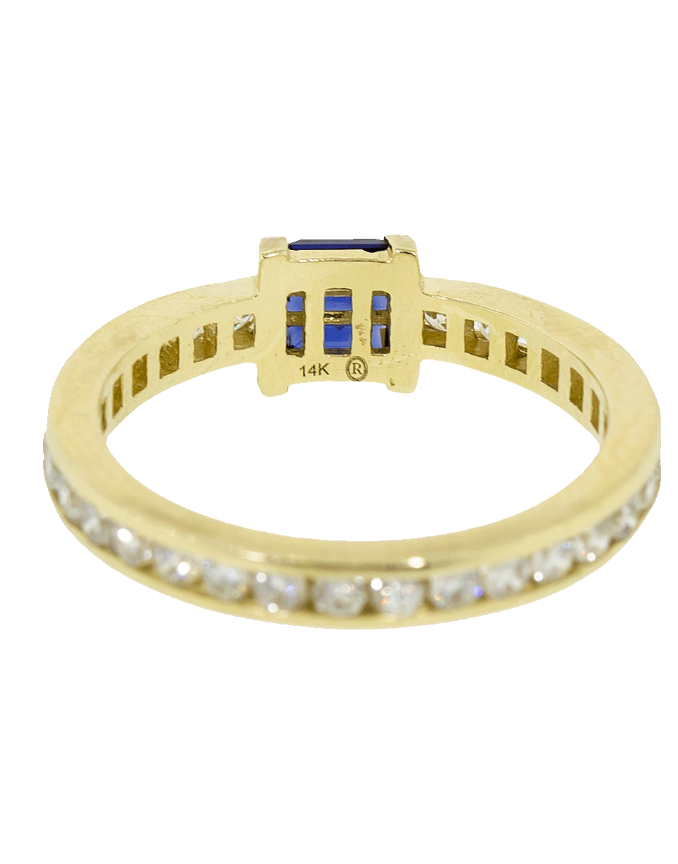 RETROUVAI-Blue Sapphire and Diamond Channel Band-YELLOW GOLD