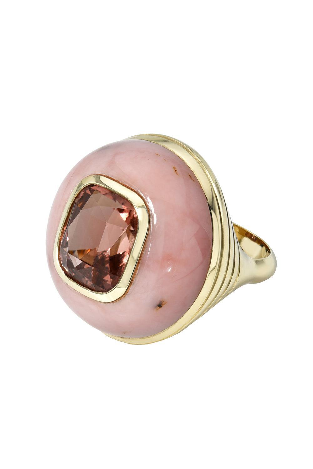 Red Tourmaline Classic Lollipop Ring-YELLOW GOLD-7.5-JEWELRYFINE JEWELRING-RETROUVAI