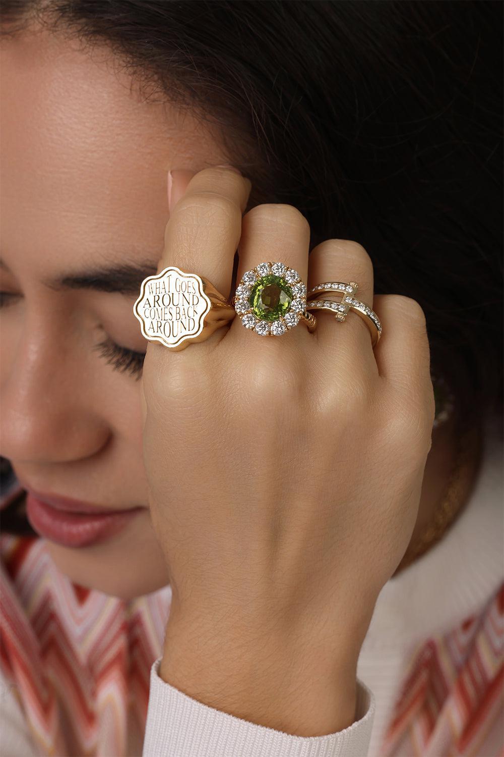Talisman Karma Signet Ring-YELLOW GOLD-7.5-JEWELRYFINE JEWELRING-RETROUVAI