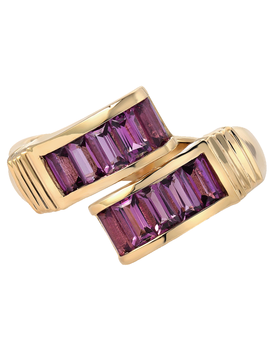 RETROUVAI-Garnet Buckle Ring-YELLOW GOLD