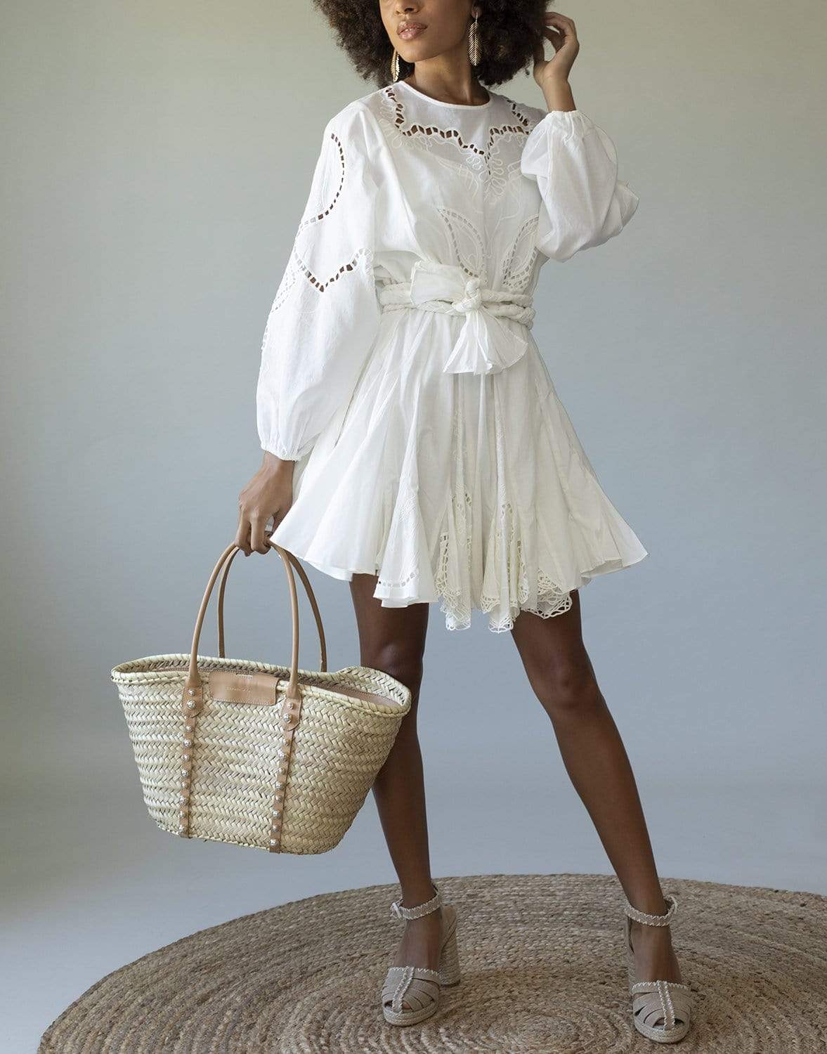 RHODE-White Eyelet Embroidered Ella Dress-