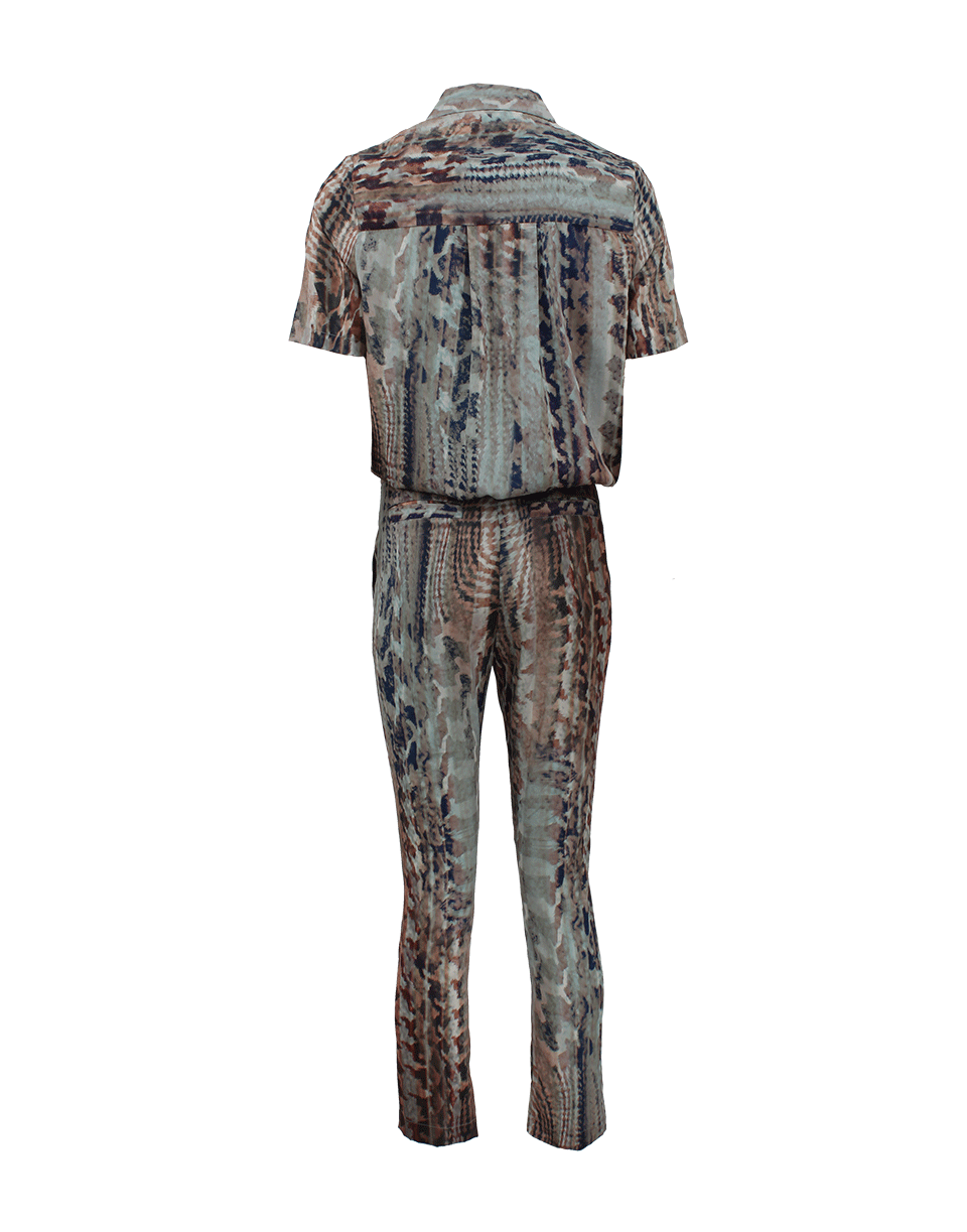 RINKU DALAMAL-Short Sleeve Button Jumpsuit-MULTI