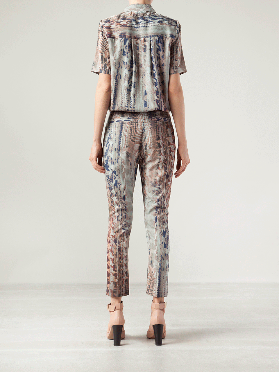 RINKU DALAMAL-Short Sleeve Button Jumpsuit-MULTI