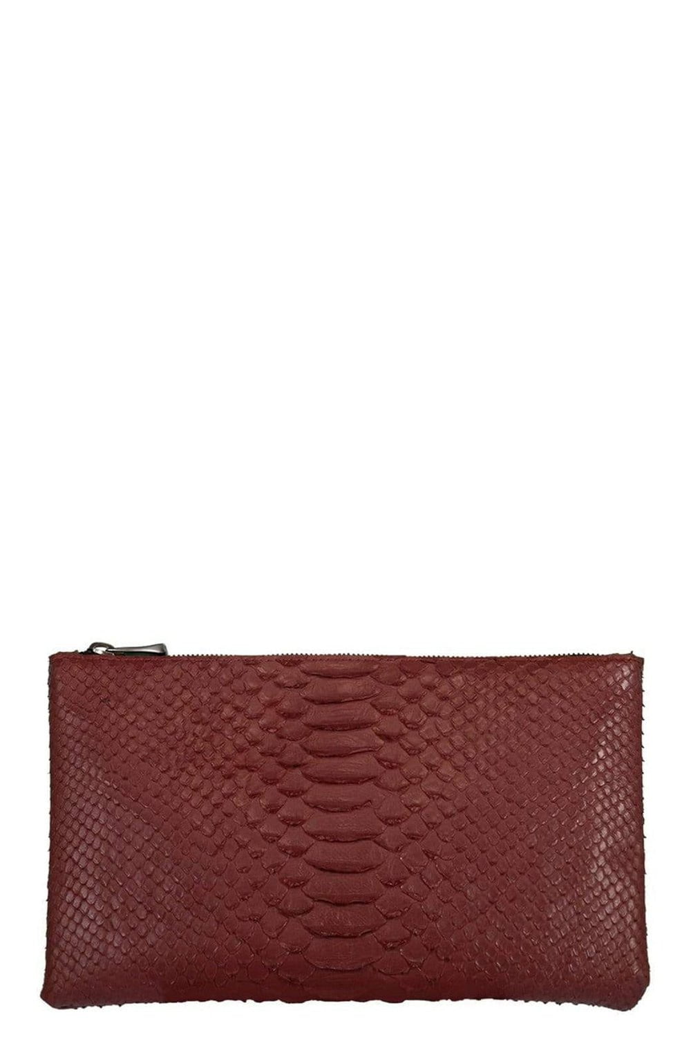 RIVERS EIGHT-Scarlet Small Python Effect Clutch-SCARLET