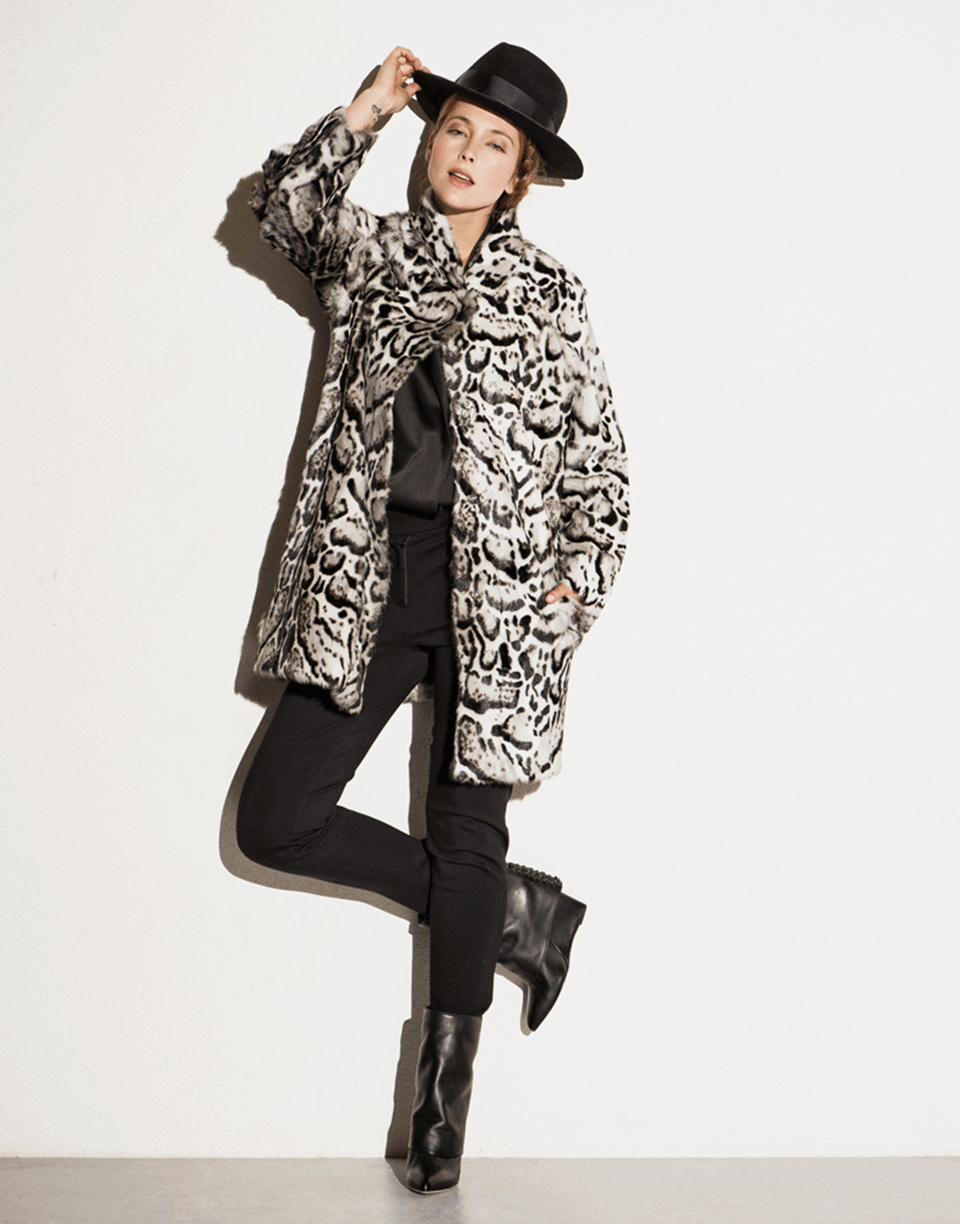 RIZAL-Snow Leopard Fur Coat-GRY/BLK