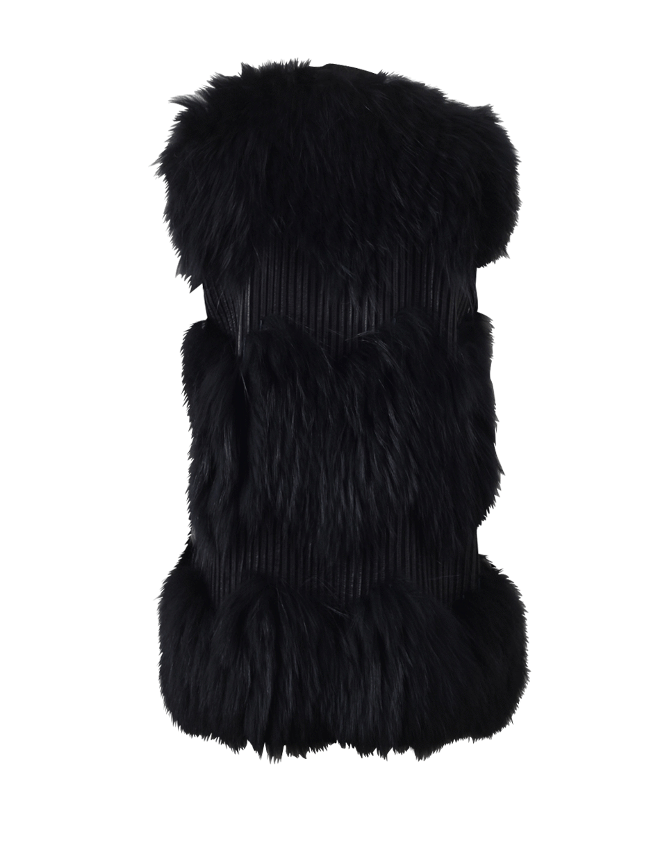 RIZAL-Knit Vest With Fur-