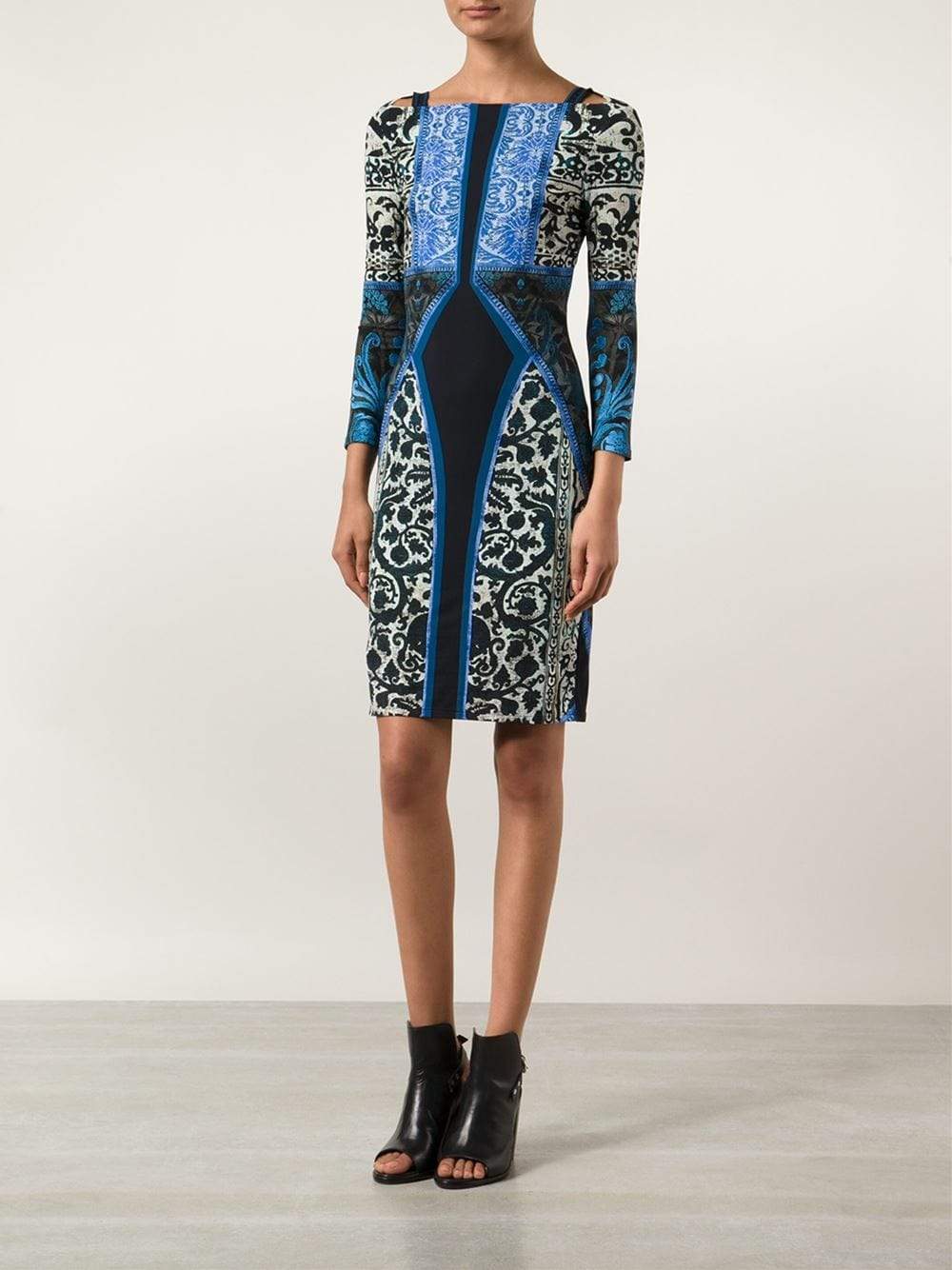 ROBERTO CAVALLI-Three-Quarter Print Dress-