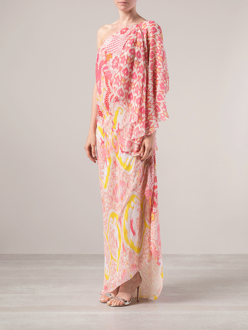 ROBERTO CAVALLI-One Shoulder Printed Maxi Dress-MULTI