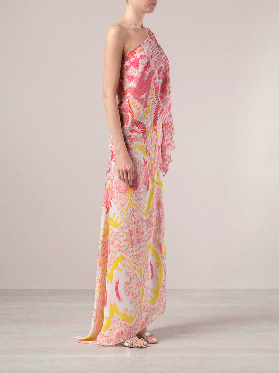 ROBERTO CAVALLI-One Shoulder Printed Maxi Dress-MULTI