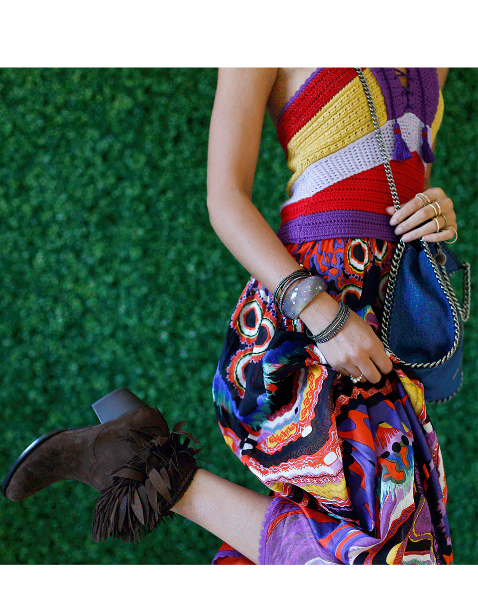 ROBERTO CAVALLI-Dreamscape Print Halter Gown-TABACCO