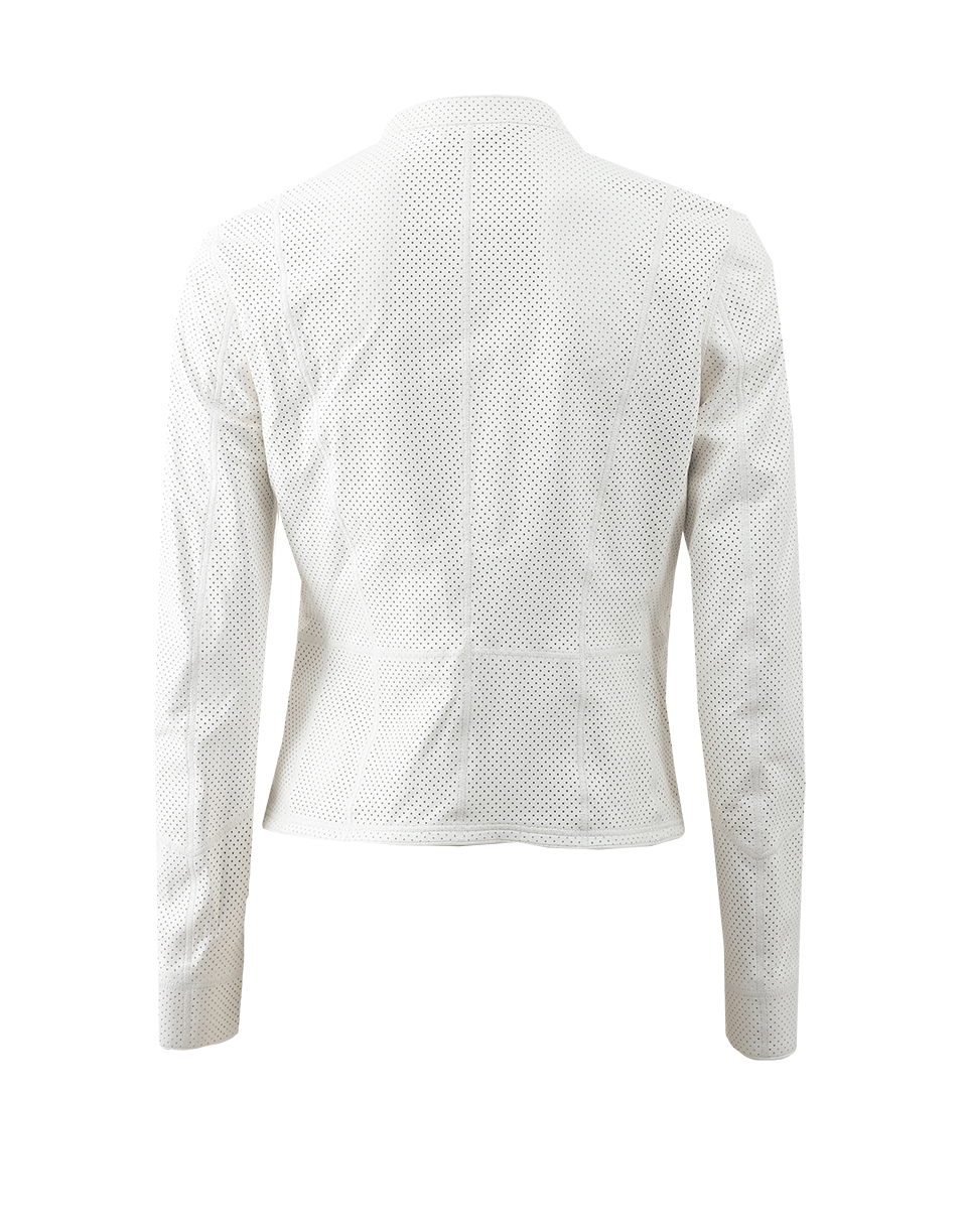 ROBERTO CAVALLI-Perforated Leather Jacket-BIANCO