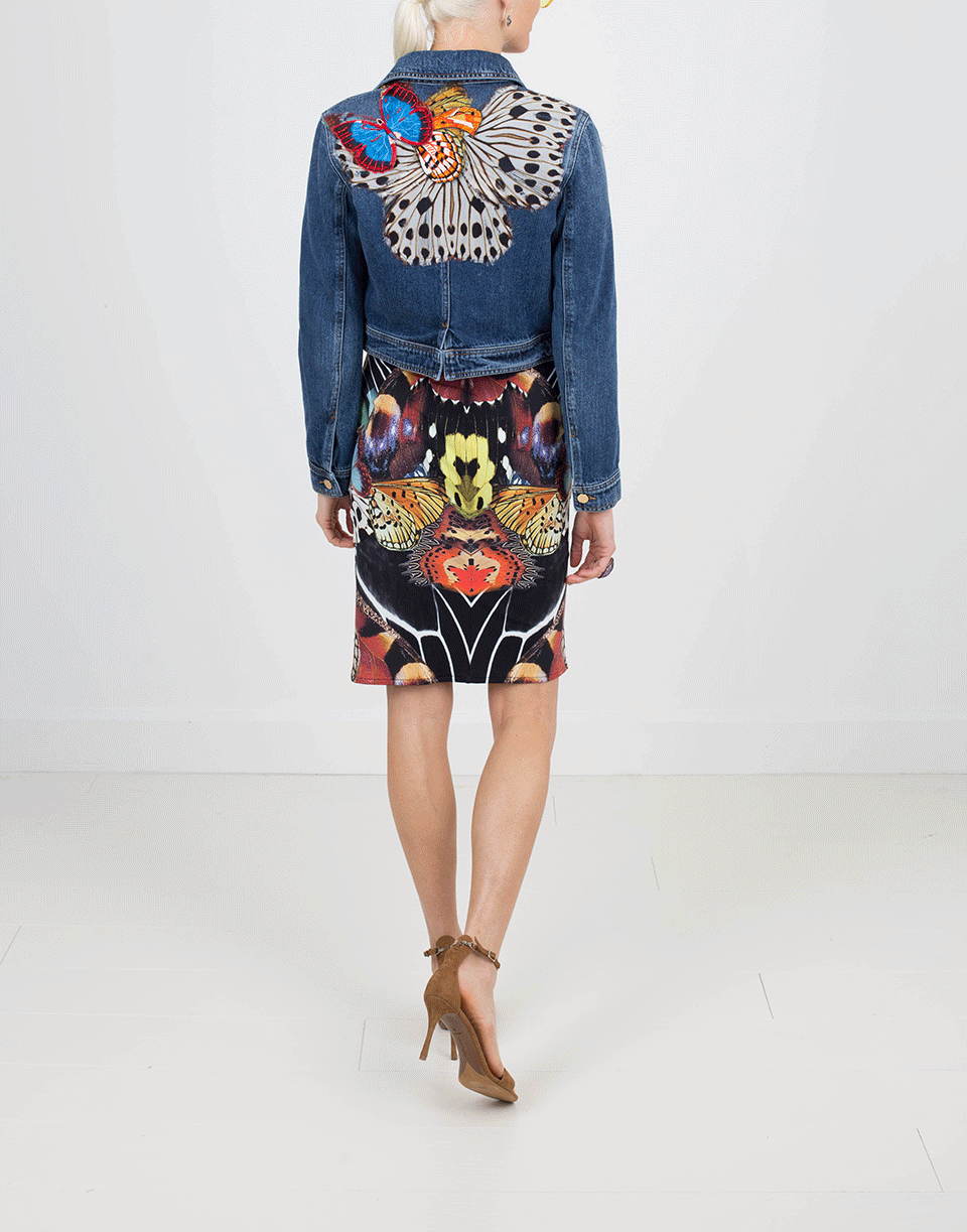 ROBERTO CAVALLI-Butterfly Embroidered Jean Jacket-