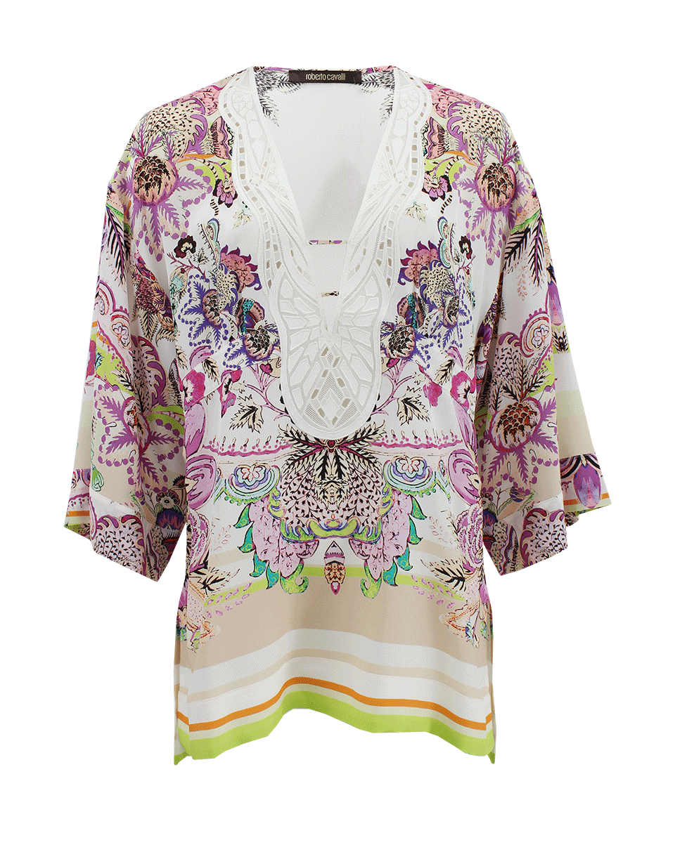 ROBERTO CAVALLI-Bell Sleeve Kaftan Top-