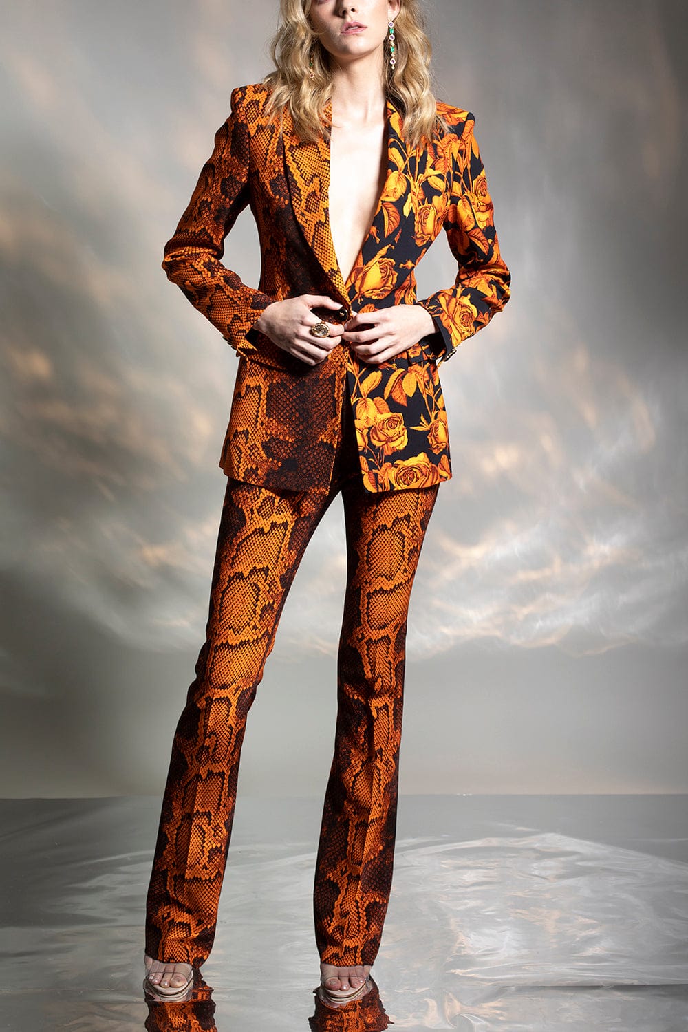 ROBERTO CAVALLI-Printed Slim Fit Pant-