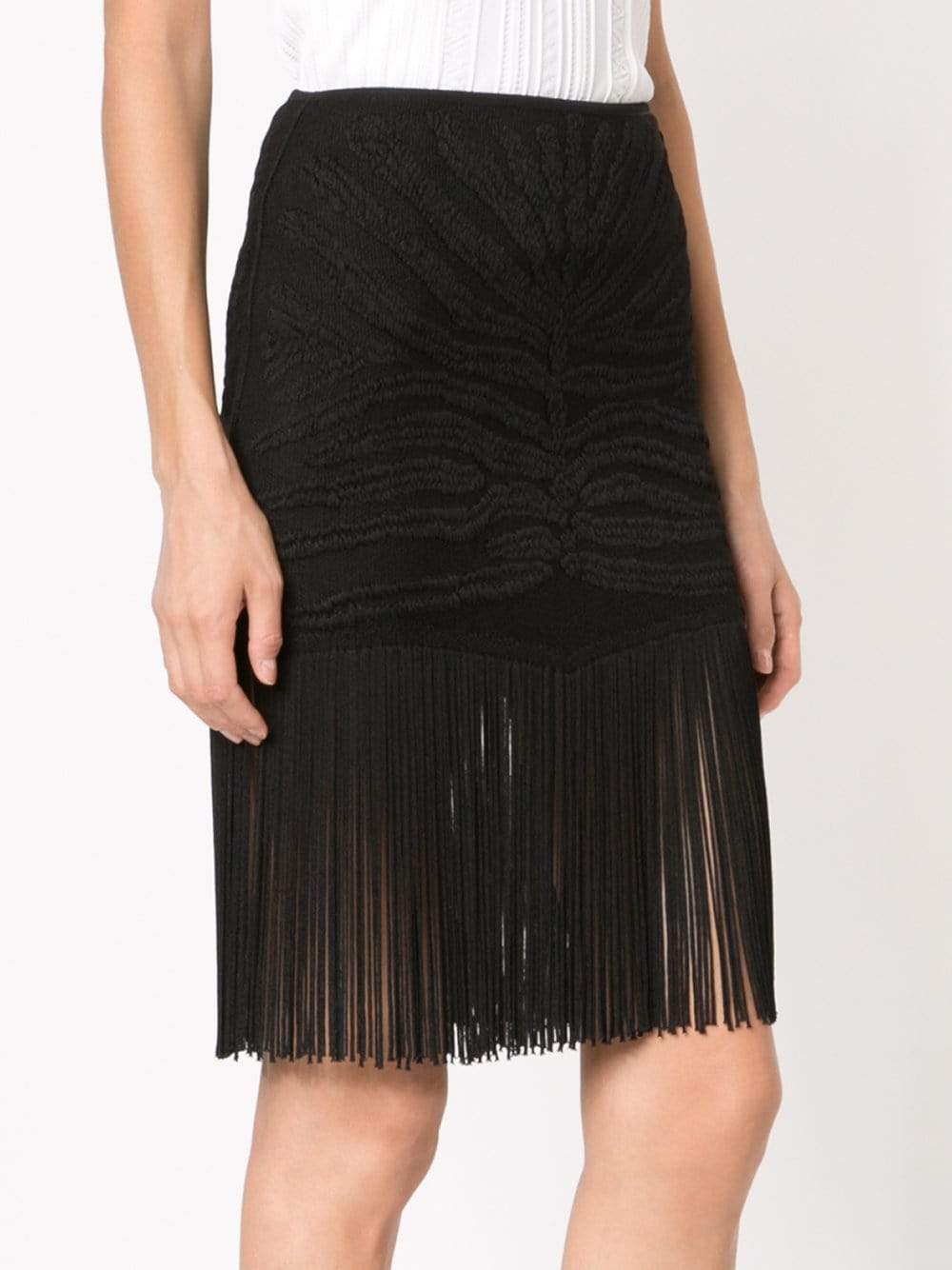 ROBERTO CAVALLI-Tiger Jacquard Fringe Skirt-