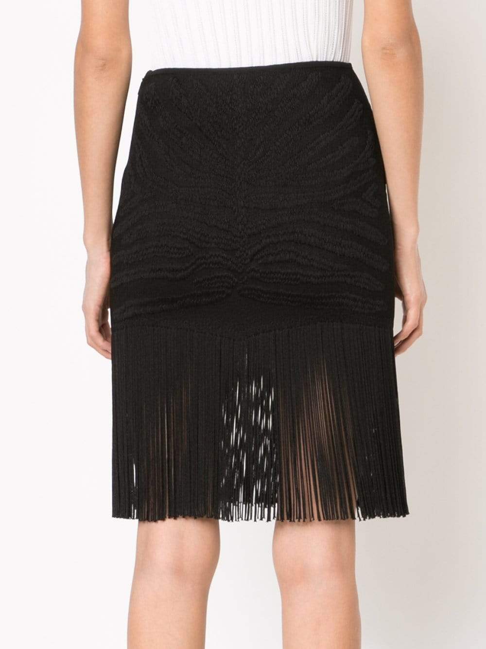 ROBERTO CAVALLI-Tiger Jacquard Fringe Skirt-