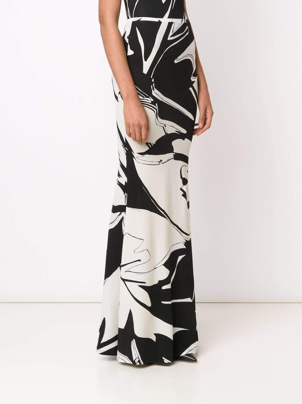 ROBERTO CAVALLI-Leaf Print Mermaid Maxi Skirt-