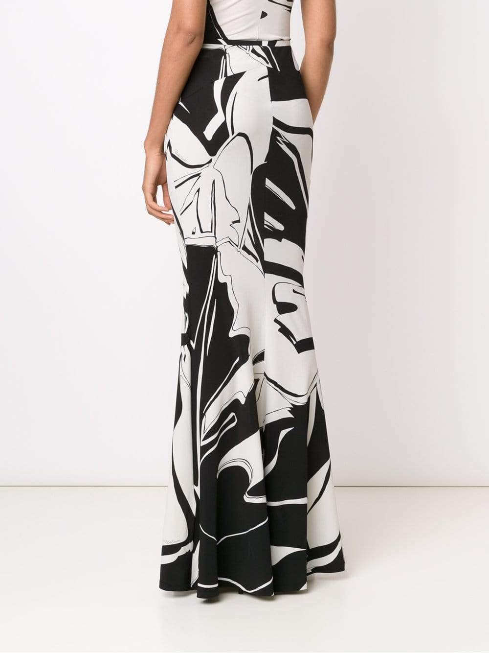 ROBERTO CAVALLI-Leaf Print Mermaid Maxi Skirt-