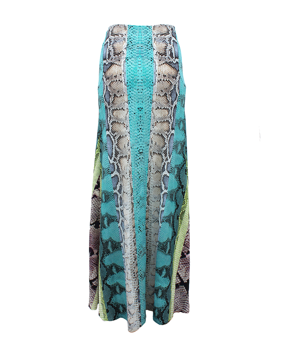 ROBERTO CAVALLI-Pull On Python Print Maxi Skirt-