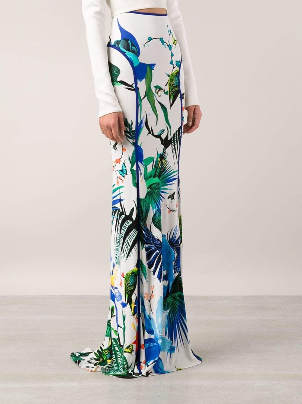ROBERTO CAVALLI-Tropical Print Maxi Skirt-