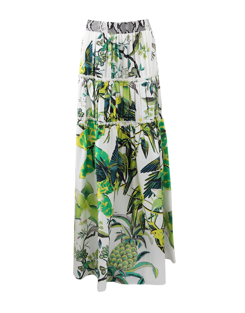 ROBERTO CAVALLI-Silk Tiered Maxi Skirt-