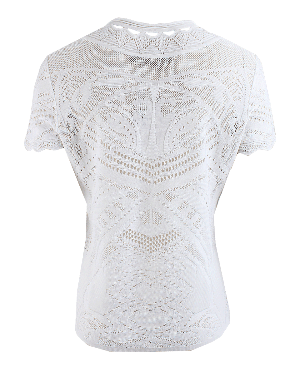 ROBERTO CAVALLI-Short Sleeve Lace and Crochet Pullover-