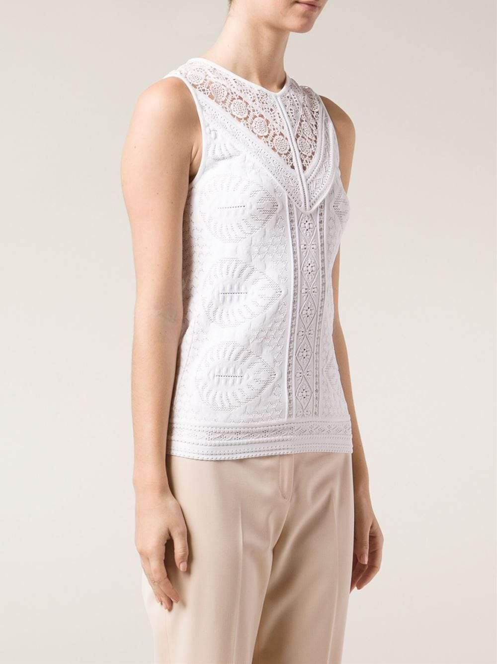 ROBERTO CAVALLI-Crewneck Textured Knit Tank-